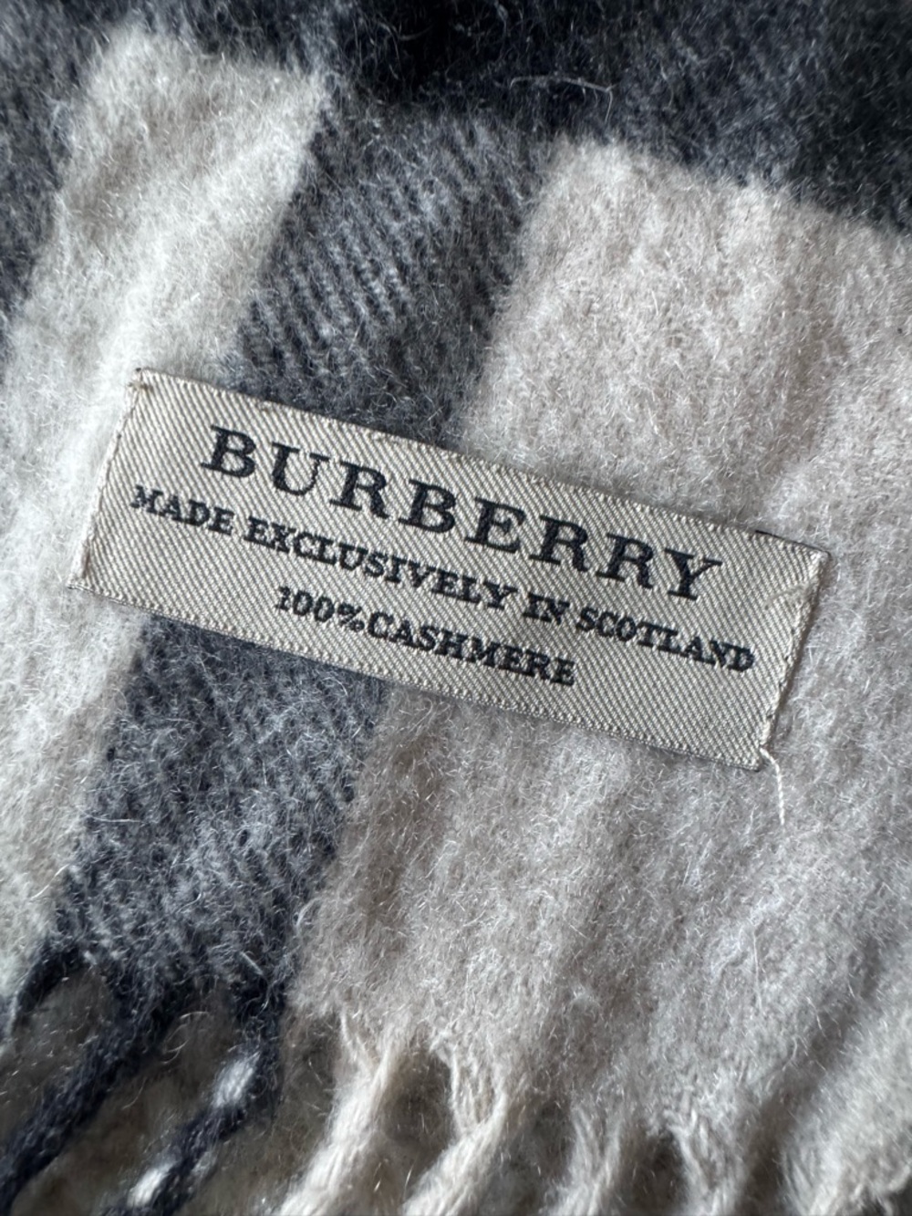 Burberry Classic Check Fringe Scarf in Beige, Black & Red - Picture 3 of 10